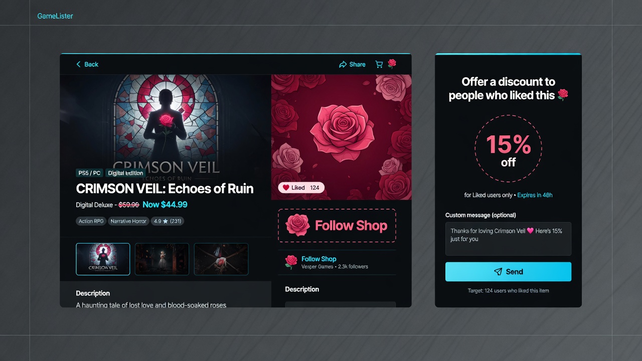 Preview of Likes, follows & private discounts